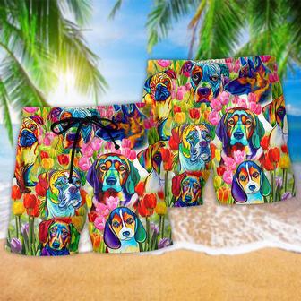 Dog Colorfull Floral Beautiful Beach Short | Newhawaiianshirts AU