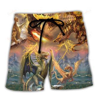 Dragon Fight To Defend The Territory Beach Short | Newhawaiianshirts