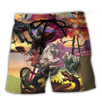 Dragon Fighting The Knights Beach Short | Newhawaiianshirts AU