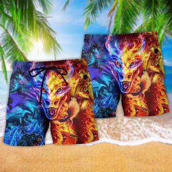 Dragon Fire And Water Cool Dragon Love Life Beach Short | Newhawaiianshirts