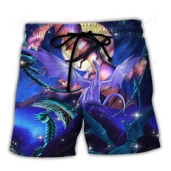 Dragon Fly To The Moon Beach Short | Newhawaiianshirts AU