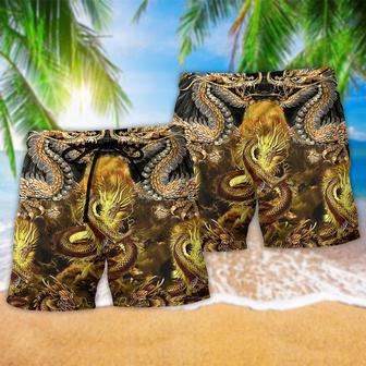 Dragon Love Life Style Gold Pattern Beach Short | Newhawaiianshirts CA