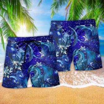 Dragon Love Xmas Love Life In To The Blue Sky Beach Short | Newhawaiianshirts DE