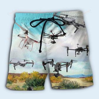 Drone Flying Blue Sky Beach Short | Newhawaiianshirts UK