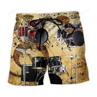 Drum Music Note Vintage Style Beach Short | Newhawaiianshirts AU