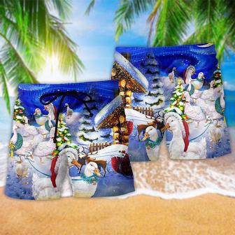 Duck Merry Christmas Light Beach Short | Newhawaiianshirts AU