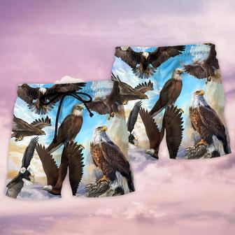 Eagle Flying In The Blue Sky Beach Short | Newhawaiianshirts UK