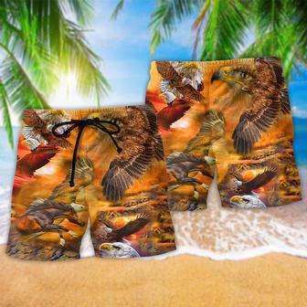 Eagle Flying In The Sunset Sky Beach Short | Newhawaiianshirts UK