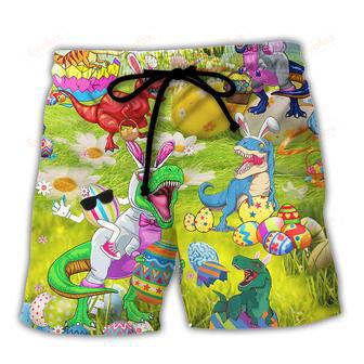 Easter Dinosaurs T-Rexes Wanna Joint Eggs Beach Short | Newhawaiianshirts AU