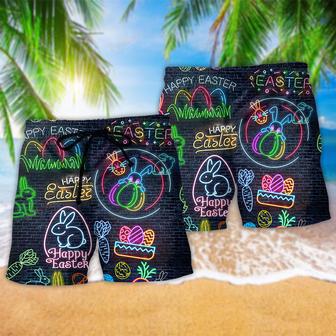 Easter Is Coming Rabbit Neon Beach Short | Newhawaiianshirts