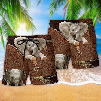 Elephant Awesome Leather Style Beach Short | Newhawaiianshirts AU