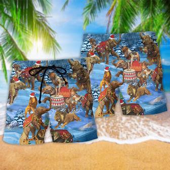 Elephant Circus Show Merry Christmas Cold And Fun Beach Short | Newhawaiianshirts