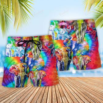 Elephant Happy Rainbow Elephant Family Beach Short | Newhawaiianshirts UK