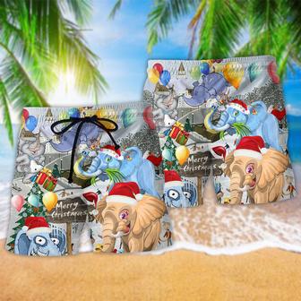 Elephant Having Fun On Christmas Day Beach Short | Newhawaiianshirts