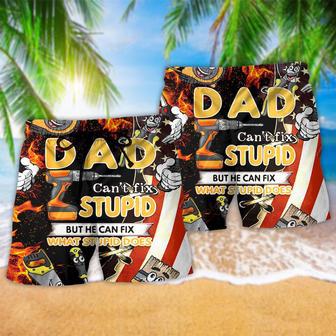 Family Dad Can't Fix Stupid But He Can Fix What Stupid Does Beach Short | Newhawaiianshirts UK