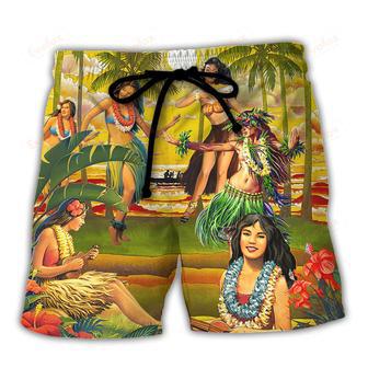 Festival Aloha Aku No Aloha Mai No Summer Hawaii Hula Girl Beach Short | Newhawaiianshirts DE