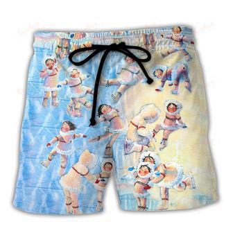 Figure Skater Midnight Sun Delights Beach Short | Newhawaiianshirts CA