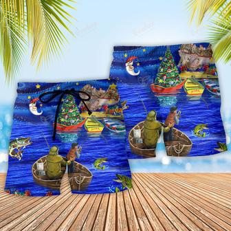 Fishing Lover Amazing Christmas Night Beach Short | Newhawaiianshirts CA