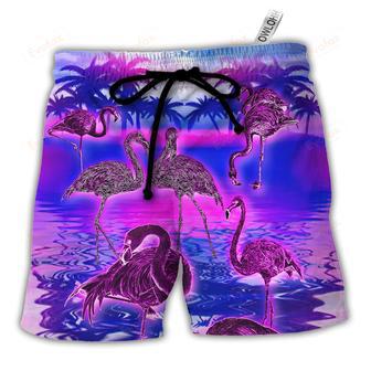 Flamingo Be A Flamingo In A Flock Of Pigeons Beach Short | Newhawaiianshirts CA