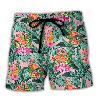 Flamingo Colorful Tropical Leaf Style Beach Short | Newhawaiianshirts