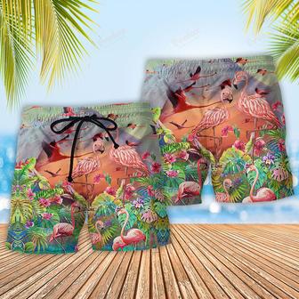 Flamingo Couple Love Tropical Beach Short | Newhawaiianshirts AU