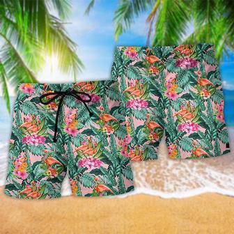 Flamingo Floral Tropical Leaf Beach Short | Newhawaiianshirts