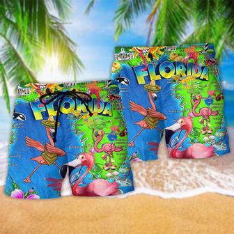 Flamingo Go To Florida To See Flamingo Beach Short | Newhawaiianshirts UK