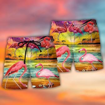 Flamingo In The Paradise Summer Cool Style Beach Short | Newhawaiianshirts DE