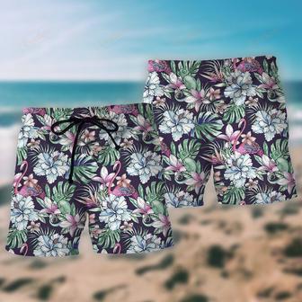 Flamingo Lizard Hibiscus Love Hot Summer Beach Short | Newhawaiianshirts UK