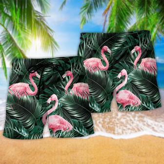 Flamingo Love Life Style Tropical Leaf Beach Short | Newhawaiianshirts CA