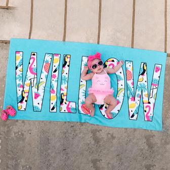 Flamingo Pattern Personalized Kids Beach Towels Girls Boys Unique | Newhawaiianshirts