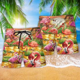 Flamingo Romantic Sunset With Flamingo Beach Short | Newhawaiianshirts CA