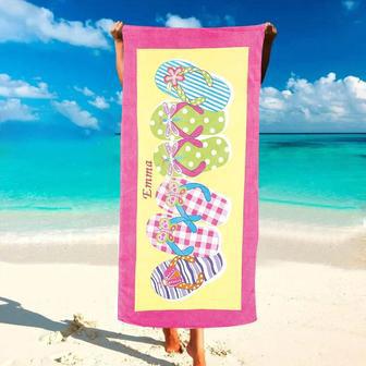 Flip Flop Theme Personalized Bath Beach Towels Girls Unique Design | Newhawaiianshirts UK