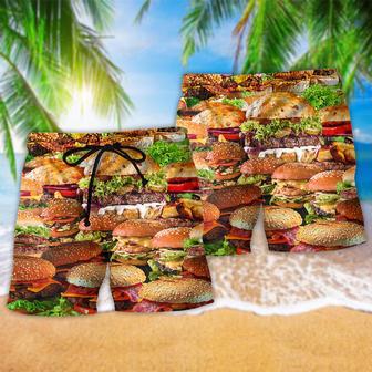 Food Is Good Mood Delicious Hamburger So Fun Beach Short | Newhawaiianshirts AU