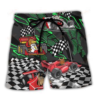 Formula One Animals Racing Car Funny Speed Lover- Beach Short | Newhawaiianshirts DE