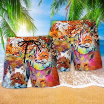 Fox Beautiful Painting Color Style Beach Short | Newhawaiianshirts DE