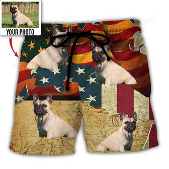 French Bulldog America Sunset Custom Photo Beach Short | Newhawaiianshirts CA