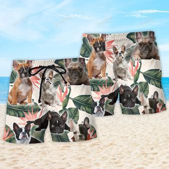 French Bulldog Cool Tropical Leaf Beach Short | Newhawaiianshirts CA