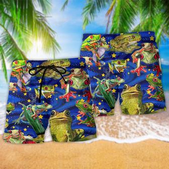 Frog Lover Merry Christmas Dark Blue Beach Short | Newhawaiianshirts AU