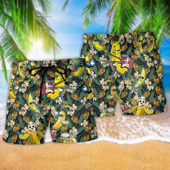 Fruit Happy Bananas Tropical Leaf Beach Short | Newhawaiianshirts CA