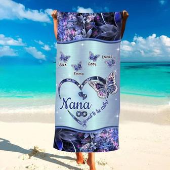 Galaxy Heart Butterfly Grandma Personalized Beach Towels Unique Gift | Newhawaiianshirts DE