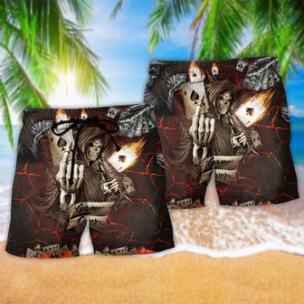 Gambling Card Game Over Fire Beach Short | Newhawaiianshirts UK