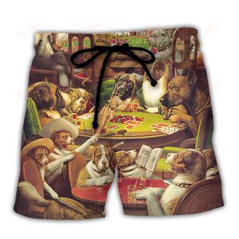 Gambling Dog Playing Poker Beach Short | Newhawaiianshirts CA