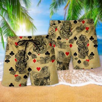 Gambling Flowers Skull Poker Beach Short | Newhawaiianshirts AU