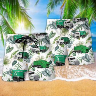 Garbage Truck Tropical Leaf So Basic Beach Short | Newhawaiianshirts CA