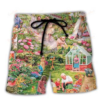 Gardening Sometimes I Wet My Plants Flowers Vintage Art Beach Short | Newhawaiianshirts UK