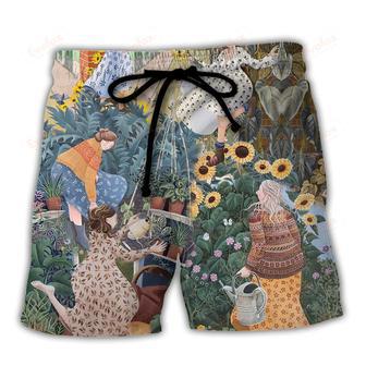 Gardening This Early Morning Spring Still Life Garden Scene Beach Short | Newhawaiianshirts UK