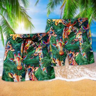 Giraffe Animals Living The High Life Giraffe Beach Short | Newhawaiianshirts AU