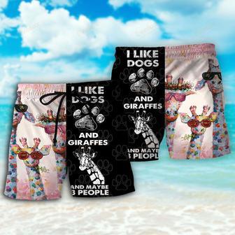 Giraffe Dog I Like Dogs And Giraffes Beach Short | Newhawaiianshirts