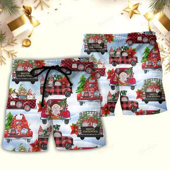 Gnome And Christmas Truck Merry Xmas Beach Short | Newhawaiianshirts DE